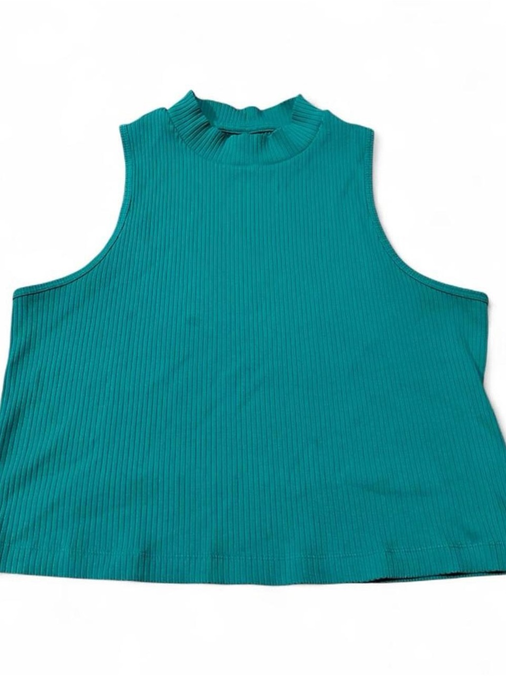 Old Navy Ribbed Mock Neck Tank Top - Teal Green